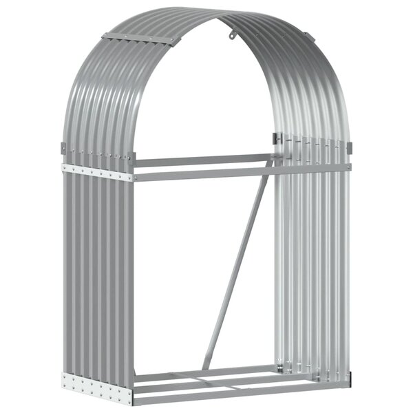 vidaXL Porte-bûches gris clair 80x45x120 cm acier galvanisé