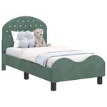 vidaXL Cadre de lit pour tout-petit avec tête de lit Vert Mer Velours