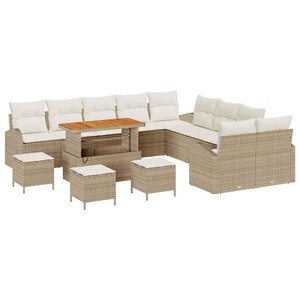vidaXL Ensemble de canapé de jardin avec coussin 14 Pièces Beige et crème