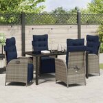 vidaXL Ensemble de salle à manger pour jardin 5 Pièces Gris et Noir Rotin