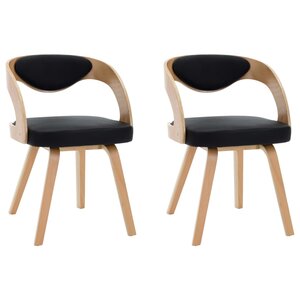 vidaXL Chaises à manger lot de 2 noir bois courbé et similicuir