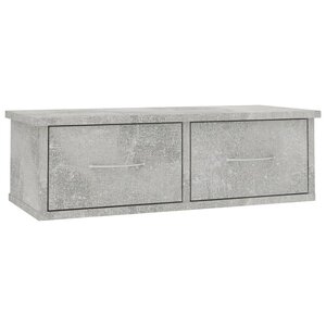 vidaXL Étagère murale avec tiroirs Gris béton Bois d'ingénierie