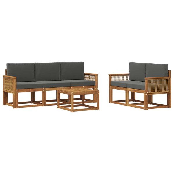 vidaXL Ensemble de canapés d'extérieur 6 pc Naturel et Anthracite