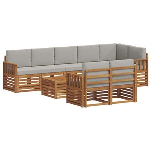 vidaXL Ensemble de canapés d'extérieur 9 pc Gris Naturel et Clair