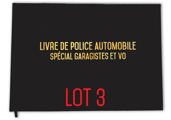 Registre spécial garagistes garages et VO - Livre de police automobile - 100 pages - Qualité premium UTTSCHEID X 3