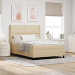 vidaXL Lit à ressorts avec matelas Crème 140 x 190 cm tissu