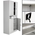 Armoire métallique étagère meuble 2 compartiments + 2 tiroirs gris 0508079