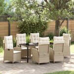 vidaXL Ensemble de salle à manger pour jardin 7 Pièces Beige polyrotin