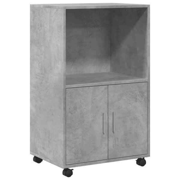 vidaXL Armoire à roulettes gris béton 55x40x91 cm bois d'ingénierie