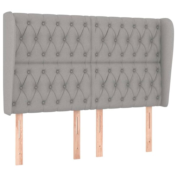 vidaXL Tête de lit avec oreilles Gris clair 147x23x118/128 cm Tissu