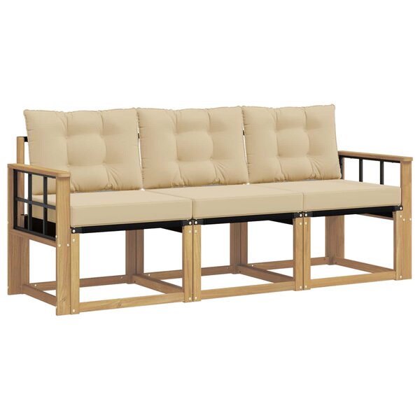 vidaXL Ensemble de canapés d'extérieur 3 pc Blanc et Beige
