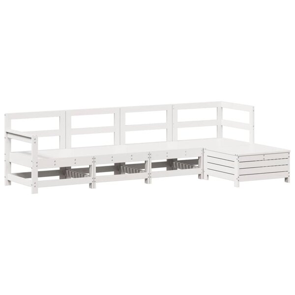 vidaXL Salon de jardin 5 Pièces blanc bois massif de pin