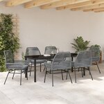 vidaXL Set de salle à manger de jardin 7 pièces avec coussins en poly rattan gris