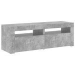 vidaXL Meuble TV avec lumières LED gris béton 120x35x40 cm