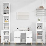 vidaXL Ensemble de meubles salle de bain 3 Pièces blanc bois d'ingénierie