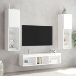 vidaXL Unités murales TV avec LED 5 Pièces blanc bois d'ingénierie