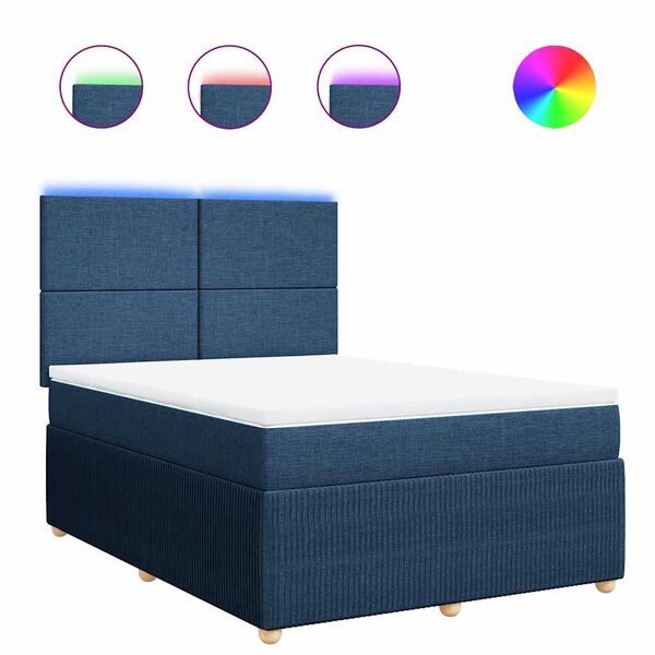 vidaXL Sommier à lattes de lit avec matelas Bleu 140x190 cm Tissu