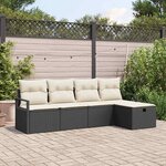vidaXL Ensemble de canapé de jardin avec coussin 5 Pièces Noir et crème