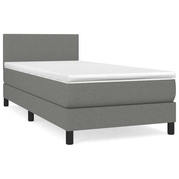 vidaXL Sommier à lattes de lit avec matelas Gris foncé 100x200cm Tissu