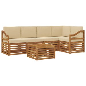 vidaXL Ensemble de canapés d'extérieur 6 pc Naturel et Beige Polyester