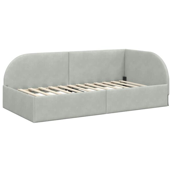 vidaXL Cadre de lit d'angle Gris clair 90 x 200 cm Velours