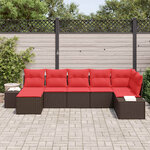 vidaXL Ensemble de canapé de jardin 7 Pièces Marron polyrotin