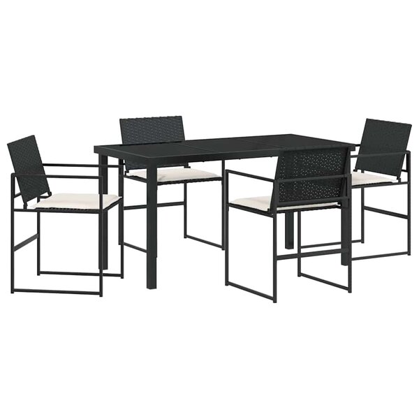vidaXL Ensemble de salle à manger pour jardin 5 Pièces Noir Poly rotin