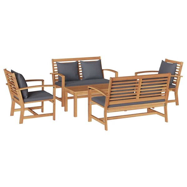 Ensemble de canapé de jardin 5 Pièces Naturel Bois de teck solide