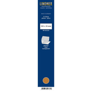 Bandes Klemmfix double soudure 210 x 24 mm pour timbres-poste. Fond - Transparent