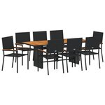 Ensemble de salle à manger de jardin 9 pièces vidaXL en poly rattan noir