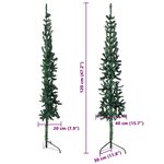 vidaXL Demi sapin de Noël artificiel mince avec support Vert 120 cm
