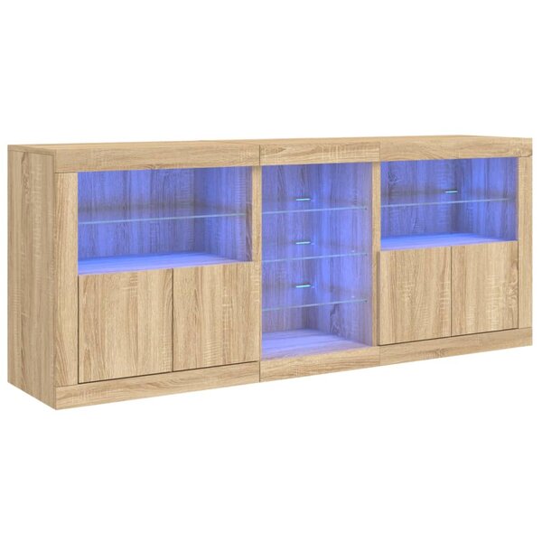 vidaXL Buffet avec lumières LED chêne sonoma 181 5x37x67 cm