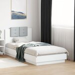 vidaXL Cadre de lit avec tête de lit et lumières LED blanc 90x190 cm