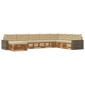 vidaXL Ensemble de canapés d'extérieur 8 pc Naturel et Beige