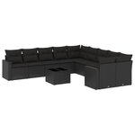 vidaXL Salon de jardin 11 Pièces avec coussins noir résine tressée