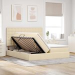 vidaXL Lit de rangement LED avec matelas Crème 180 x 200 cm Tissu