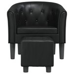 vidaXL Chaise cabriolet avec repose-pied noir similicuir