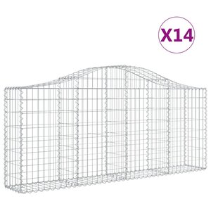 vidaXL Paniers à gabions arqués 14 Pièces 200x30x80/100 cm Fer galvanisé