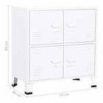 vidaXL Coffre de rangement industriel Blanc 75x40x80 cm Acier