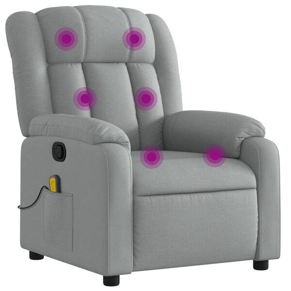 vidaXL Fauteuil inclinable de massage gris clair tissu