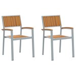 Chaises d'extérieur vidaXL 2 Pièces Empilables en Bois Acacia et Métal Gris