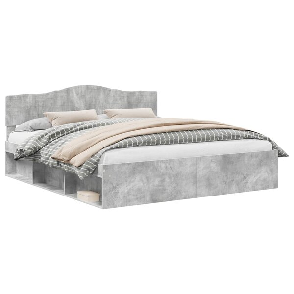 vidaXL Cadre de lit Béton 180 x 200 cm Bois de pin massif