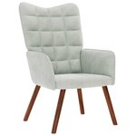 vidaXL Fauteuil relax avec tabouret en velours gris clair