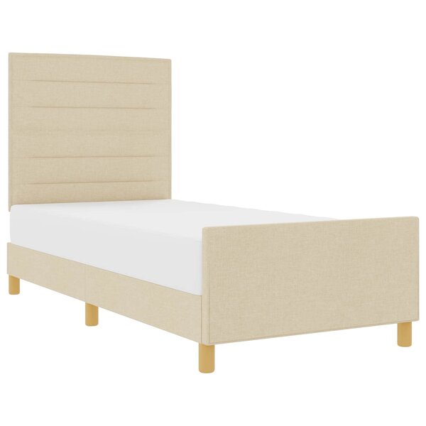 vidaXL Cadre de lit avec tête de lit Crème 90 x 200 cm tissu