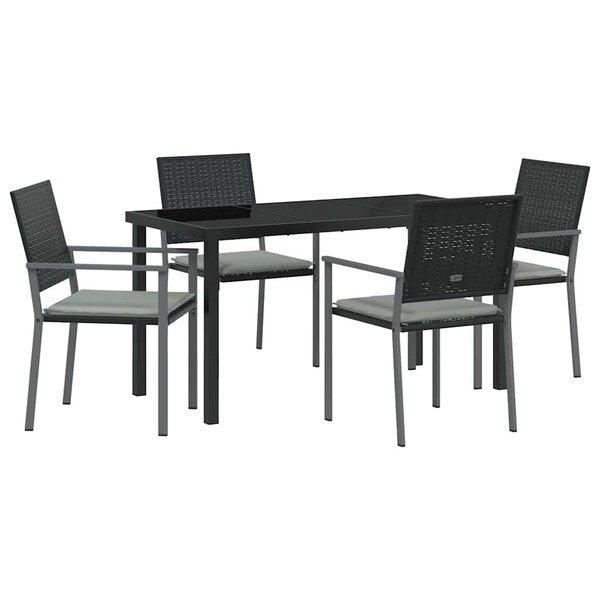 vidaXL Ensemble de salle à manger pour jardin 5 Pièces Noir et Gris Clair