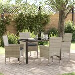 vidaXL Ensemble de Salle à Manger de Jardin 5 Pièces avec Coussins Gris Clair Poly Rattan