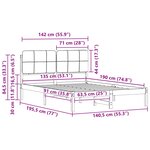 vidaXL Cadre de lit avec tête de lit rembourrée Gris foncé