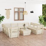 vidaXL Salon de jardin palette 9 Pièces Bois d'épicéa imprégné
