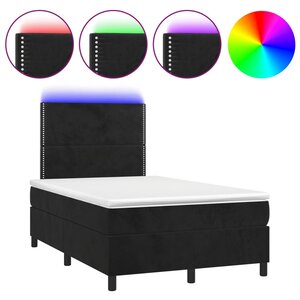 vidaXL Sommier à lattes de lit et matelas LED noir 120x190 cm velours