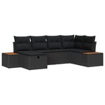 vidaXL Ensemble de canapé de jardin avec coussin 6 Pièces Noir polyrotin